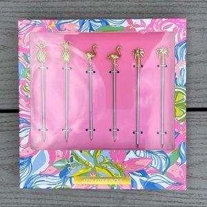 Lily Pulitzer Appetizer Picks Set of 6 Gold